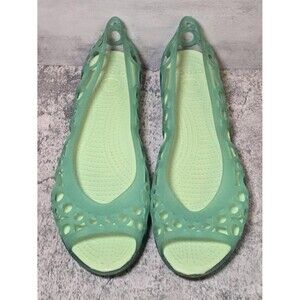 CROCS Womens Adrina III Flat Women Sz 7 Mint Green Sandal Cutouts Peep Toe